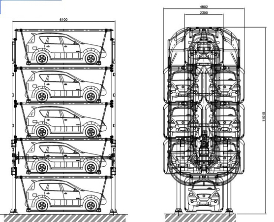 Sơ đồ hệ thống đỗ xe tự động xoay vòng đứng 8 chỗ để xe Suv Sơ đồ hệ thống đỗ xe tự động xoay vòng đứng 8 chỗ để xe Suv